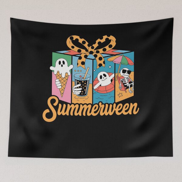 Item preview, Summerween Skeleton Ghost Beach Party Halloween Vibes designed and sold by petrichorsworld.