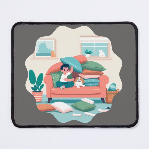 Item preview, Pillow Fort and Dog Accomplice: Adventure at Home | Fun Kawaii Kids Design designed and sold by DibuHumor.