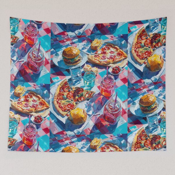 Item preview, Vibrant Summer Picnic – Colorful Food Art with Burgers, Pizza & Lemon Drinks designed and sold by Grafititee.