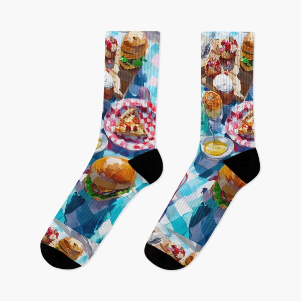 Item preview, Vibrant Summer Picnic – Colorful Food Art with Burgers, Pizza & Lemon Drinks designed and sold by Grafititee.