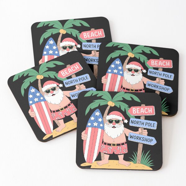 Item preview, Surfing Santa With USA Patriotic Surfboard Christmas in July designed and sold by KingsLife1994.
