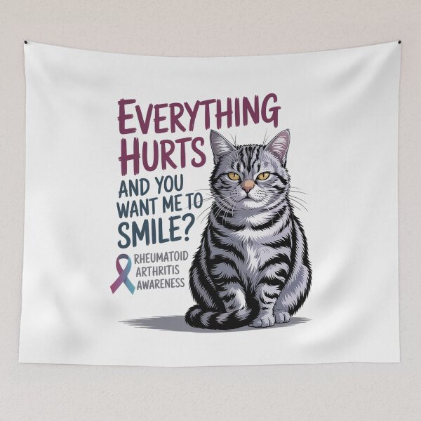 Item preview, Cat Rheumatoid Arthritis Ribbon Awareness Funny Cute designed and sold by HaileyRobel.