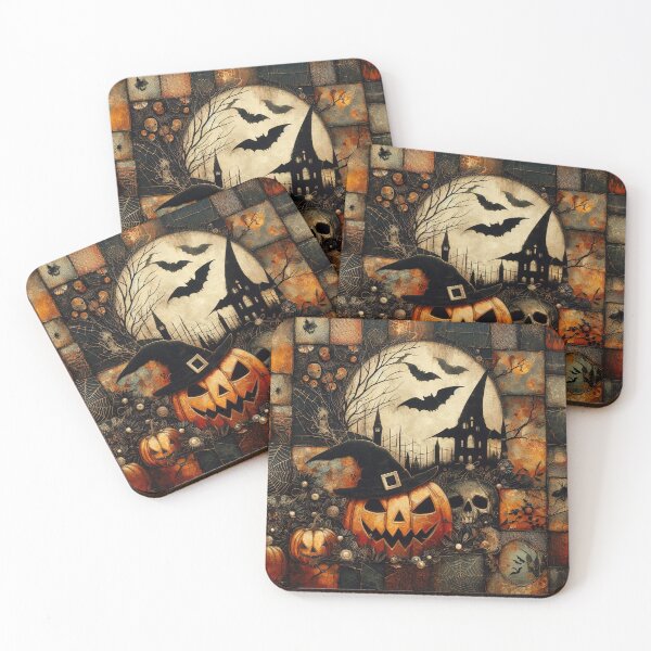 Item preview, Halloween patchwork collage illustration designed and sold by 4Seasons.