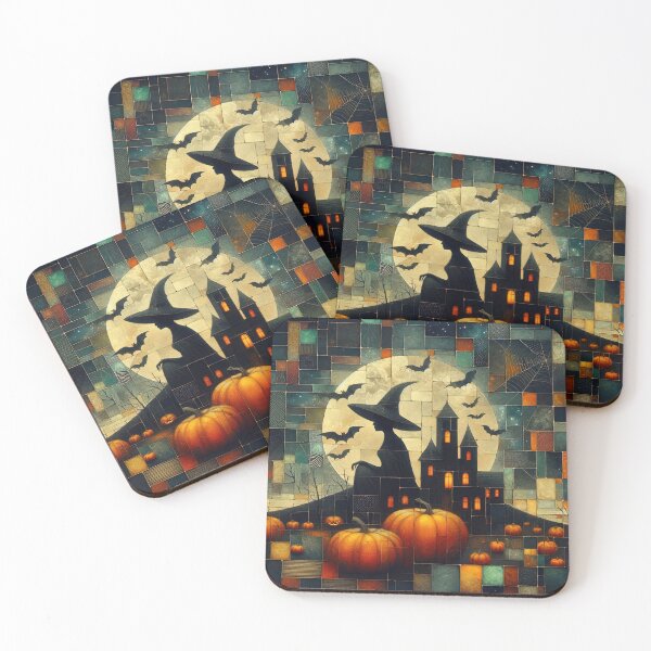 Item preview, Halloween patchwork collage illustration designed and sold by 4Seasons.