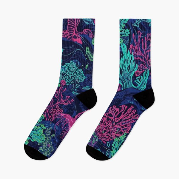 Item preview, Neon Coral Reef Pattern: Psychedelic Ocean Life Seamless Repeat designed and sold by Caira-Design.