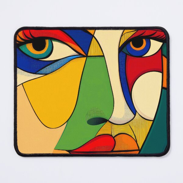 Item preview, Woman With A Mysterious Smile: Colorful Cubism Art designed and sold by DEC02.