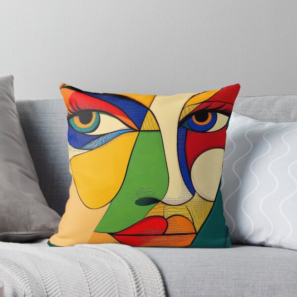 Item preview, Woman With A Mysterious Smile: Colorful Cubism Art designed and sold by DEC02.