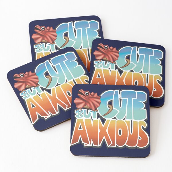 Item preview, Cute but Anxious Quote with a Frilled Neck Lizard Illustration  designed and sold by AloraDawnEve.