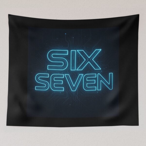 Item preview, Six Seven 6-7 Cyberpunk Neon Blue designed and sold by The Funky Sprunki.