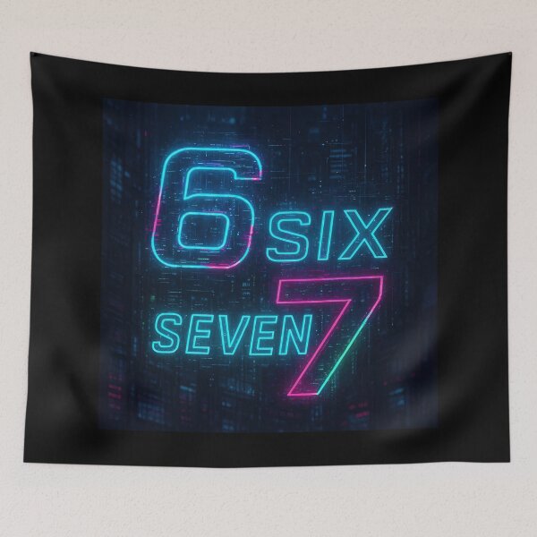 Item preview, Six Seven 6-7 Cyberpunk Neon Blue and Violet designed and sold by The Funky Sprunki.
