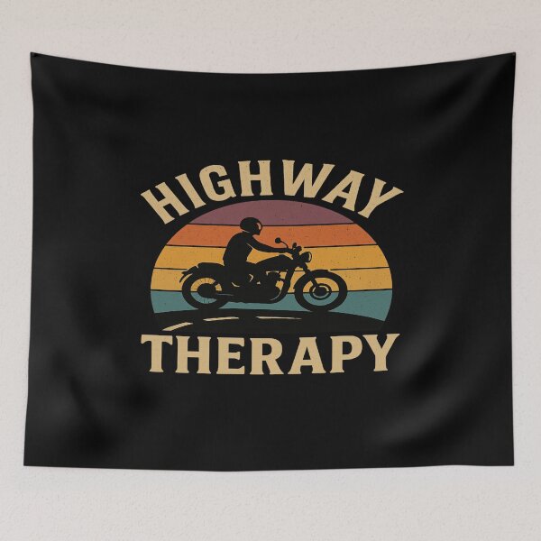 Item preview, Highway Therapy – Retro Motorcycle Rider Vintage Sunset designed and sold by Redblackman.