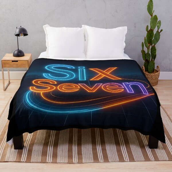 Item preview, Six Seven 6-7 Cyberpunk Neon Blue, Orange, and Violet designed and sold by The Funky Sprunki.