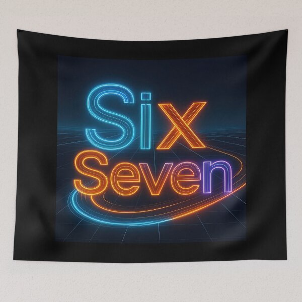 Item preview, Six Seven 6-7 Cyberpunk Neon Blue, Orange, and Violet designed and sold by The Funky Sprunki.