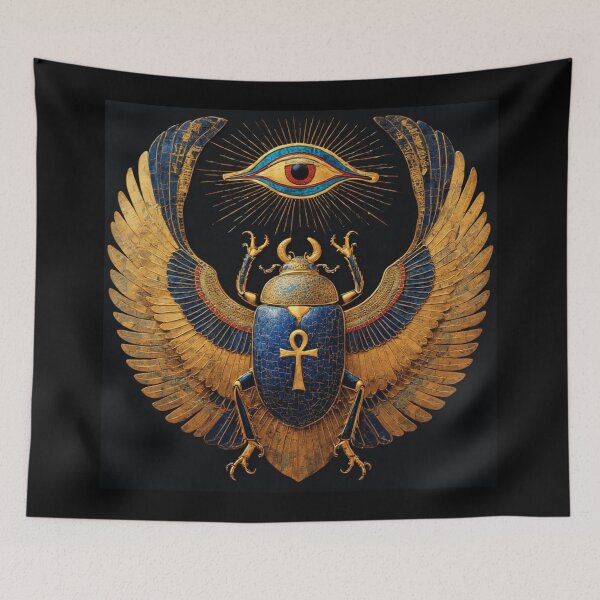 Item preview, Sacred Scarab Trinity: Eye of Horus Ankh Egyptian Gold designed and sold by Eden Underground Radio (Official Merch).