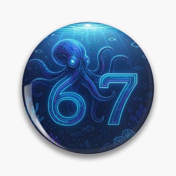 Item preview, Six Seven 6-7 Octopus Neon Cyberpunk Blue designed and sold by The Funky Sprunki.