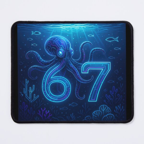 Item preview, Six Seven 6-7 Octopus Neon Cyberpunk Blue designed and sold by The Funky Sprunki.