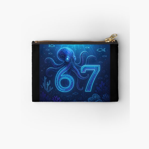 Item preview, Six Seven 6-7 Octopus Neon Cyberpunk Blue designed and sold by The Funky Sprunki.