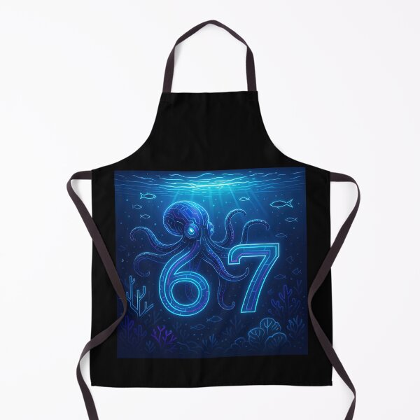 Item preview, Six Seven 6-7 Octopus Neon Cyberpunk Blue designed and sold by The Funky Sprunki.