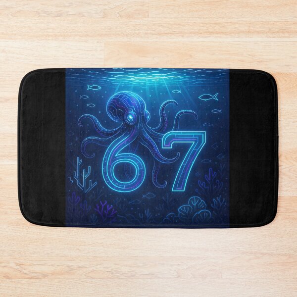 Item preview, Six Seven 6-7 Octopus Neon Cyberpunk Blue designed and sold by The Funky Sprunki.