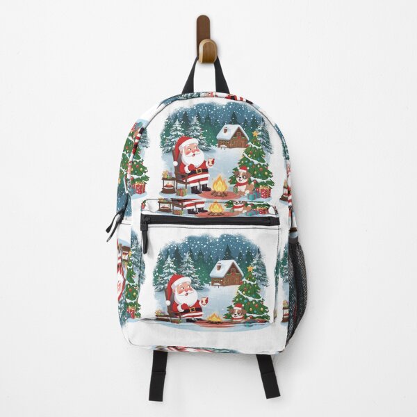Item preview, Santa and reindeer enjoying hot cocoa by crackling fire in snowy landscape, creating cozy holiday atmosphere designed and sold by PWDigitalArt.