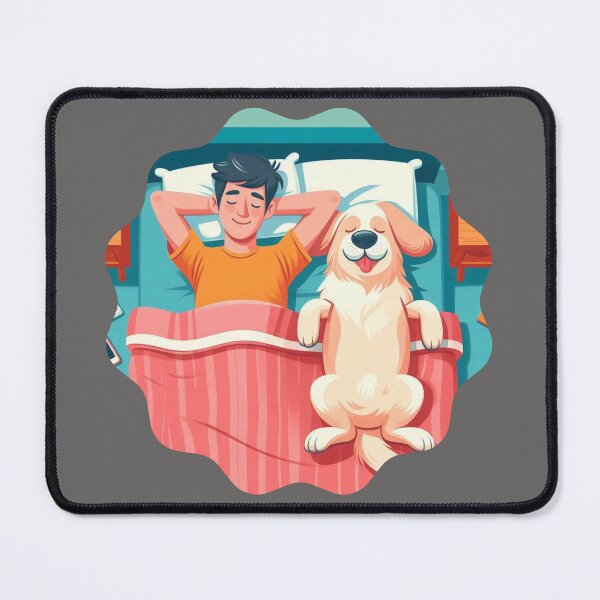 Item preview, Sleeping with My Best Friend: Happy Dog in Bed | Animal Comfort and Love Illustration designed and sold by DibuHumor.