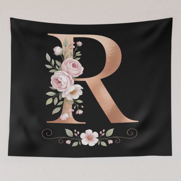 Item preview, WOMENS LETTER 'R' INITIAL WATERCOLOR DUSTY PINK ROSE FLOWER designed and sold by CraftyCuttable.