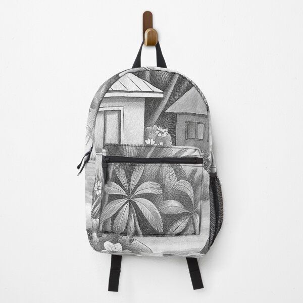 Item preview, Seychelles Tropical Beach Bungalows Pencil Sketch Art designed and sold by Joesy.