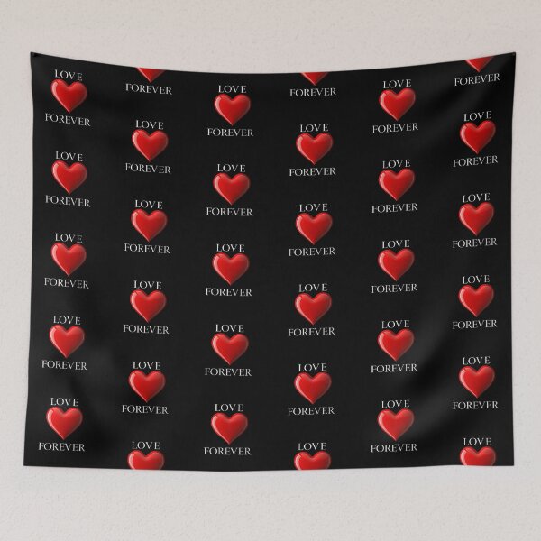 Item preview, LOVE FOREVER – Elegant Minimalist Typography with Red Heart on Black Background designed and sold by PixelVibe782.