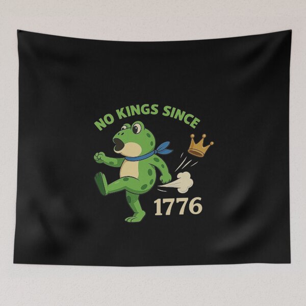 Item preview, Funny Portland Frog Kicking Crown – No Kings Since 1776 American Independence Humor Design designed and sold by love3617.