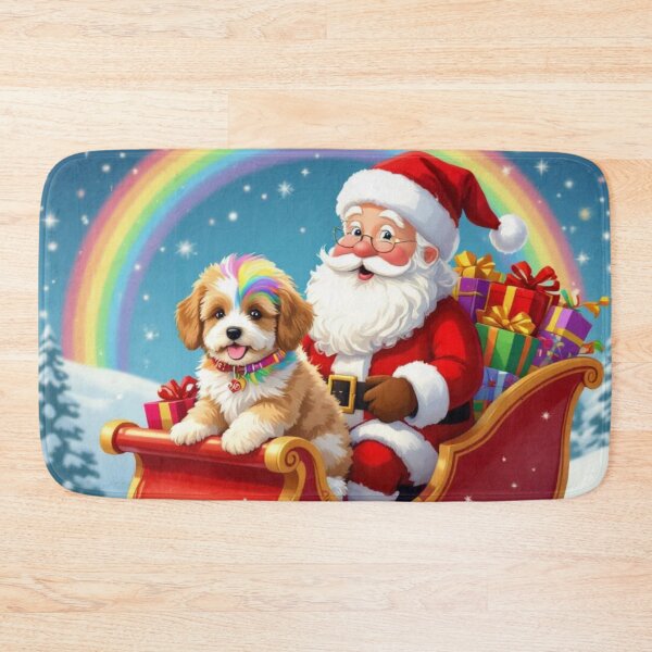 Item preview, Santa and Mini Bernedoodle Puppy on a Sleigh designed and sold by Wags & Tails.