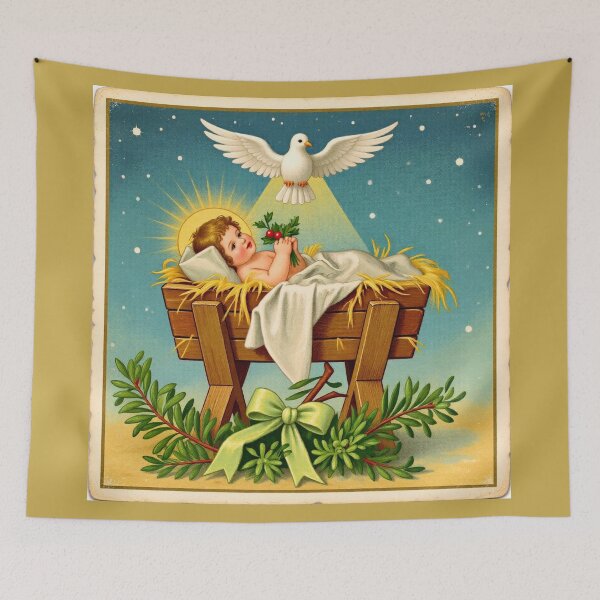 Item preview, Christ Child in Manger with White Dove designed and sold by Vicky Brago-Mitchell®.