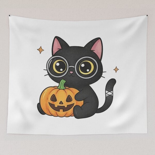 Item preview, Black Cat with Glasses designed and sold by LaiThaiPatterns.