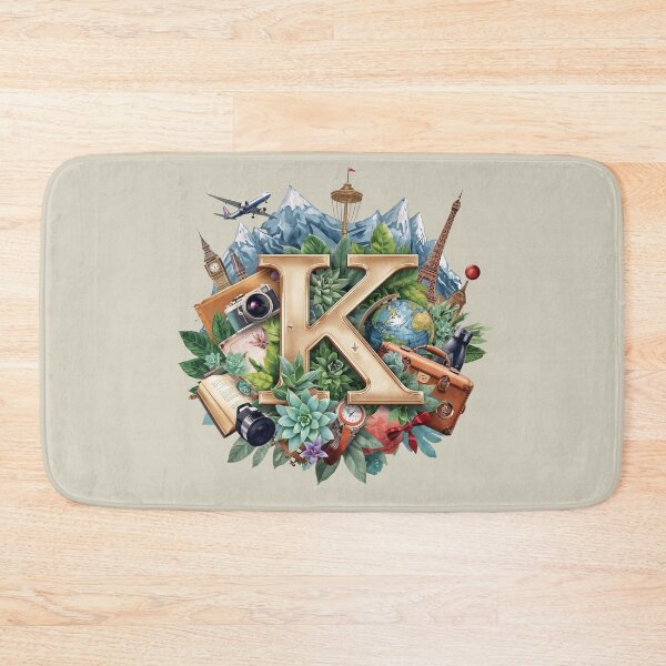 Item preview, Adventure Awaits – Vintage Travel Letter K Monogram | Wanderlust Globe & Airplane Design for Explorers and Dreamers designed and sold by AmenAlways.