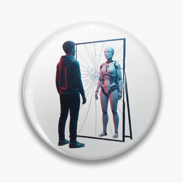 Item preview, Reflections of the Future, Human vs AI Self,mirror reality, are mirrors guilty? designed and sold by chipmuckdesignn.