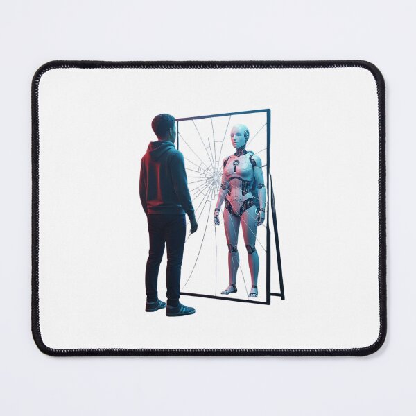 Item preview, Reflections of the Future, Human vs AI Self,mirror reality, are mirrors guilty? designed and sold by chipmuckdesignn.