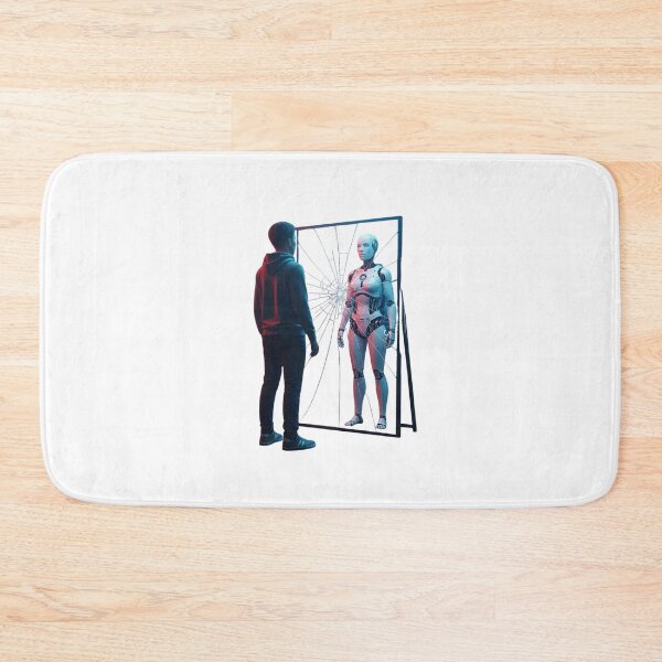 Item preview, Reflections of the Future, Human vs AI Self,mirror reality, are mirrors guilty? designed and sold by chipmuckdesignn.