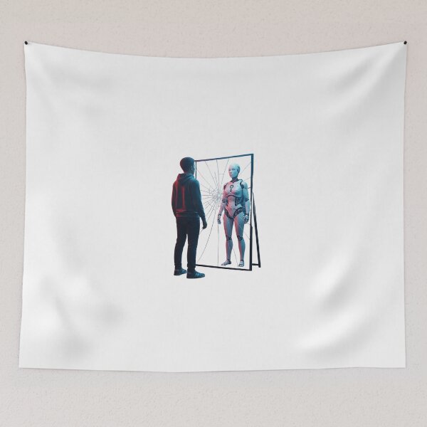 Item preview, Reflections of the Future, Human vs AI Self,mirror reality, are mirrors guilty? designed and sold by chipmuckdesignn.