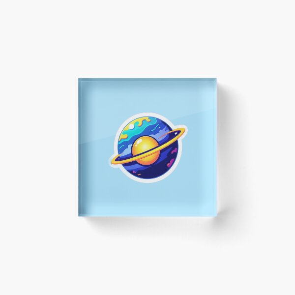 Item preview, Earth-Like Planet Sticker • Sun, Moon & Saturn Ring World • Cosmic Space Art Design designed and sold by MZCREATIONS144.