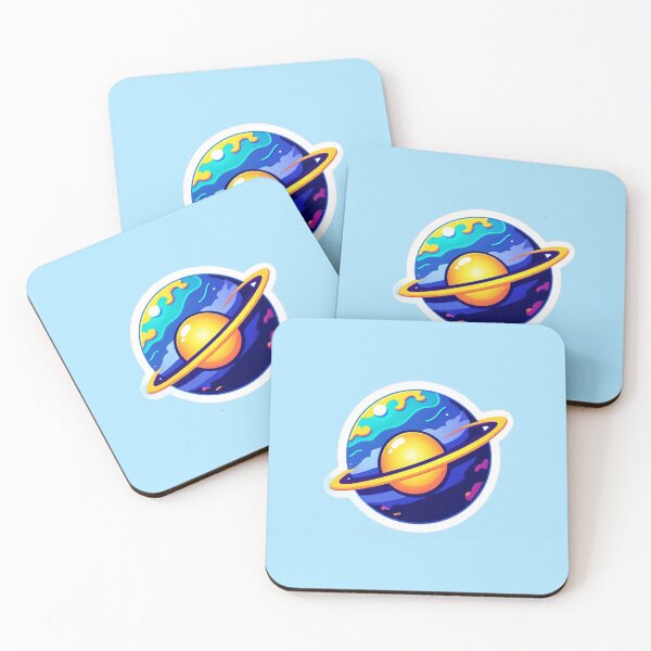 Item preview, Earth-Like Planet Sticker • Sun, Moon & Saturn Ring World • Cosmic Space Art Design designed and sold by MZCREATIONS144.