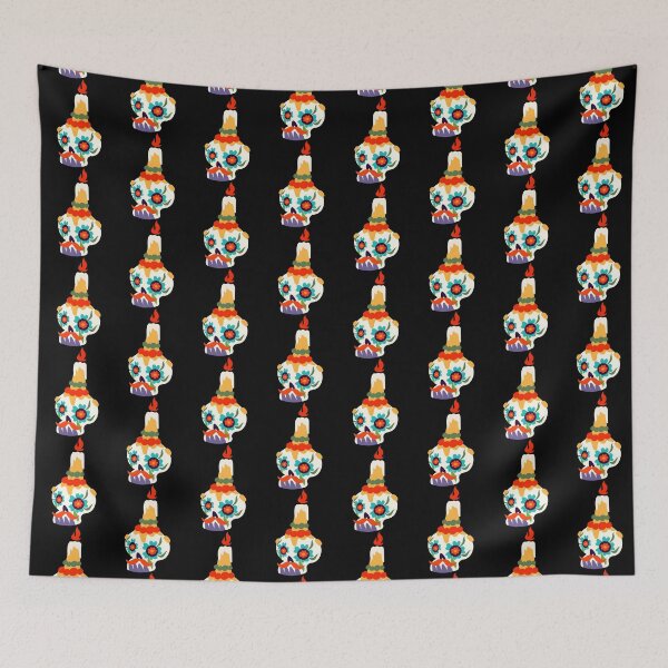Item preview, Floral Sugar Skull Candle Sticker – Colorful Dia De Los Muertos Calavera Design designed and sold by FestivityFinds.