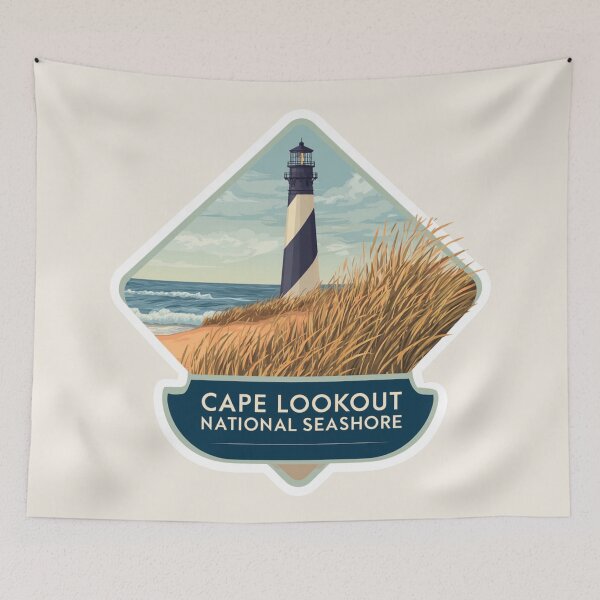 Item preview, Cape Lookout National Seashore North Carolina Vintage Travel Sticker Retro Lighthouse Beach Design designed and sold by Blurbean.