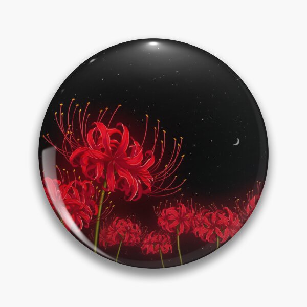 Item preview, Red Spider Lily Night, Higanbana Under a Crescent Moon, Nocturnal Botanical, Cosmic Black Sky designed and sold by CharmedVille.