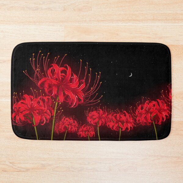 Item preview, Red Spider Lily Night, Higanbana Under a Crescent Moon, Nocturnal Botanical, Cosmic Black Sky designed and sold by CharmedVille.