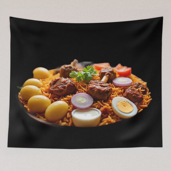 Item preview, Aromatic Spicy Mutton Biriyani – Traditional Indian Royal Feast in a Plate designed and sold by AwesomeDigiShop.