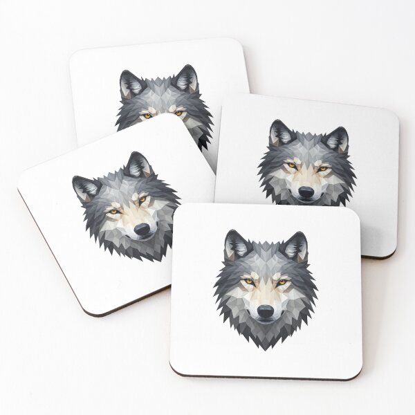 Item preview, Geometric Wolf Head – Low Poly Art Black and White Illustration with Golden Eyes designed and sold by PixelVibe782.