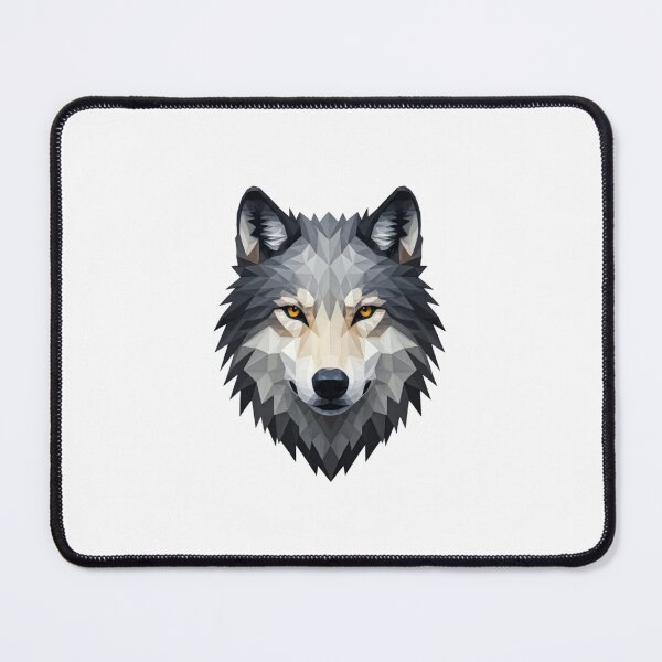 Item preview, Geometric Wolf Head – Low Poly Art Black and White Illustration with Golden Eyes designed and sold by PixelVibe782.