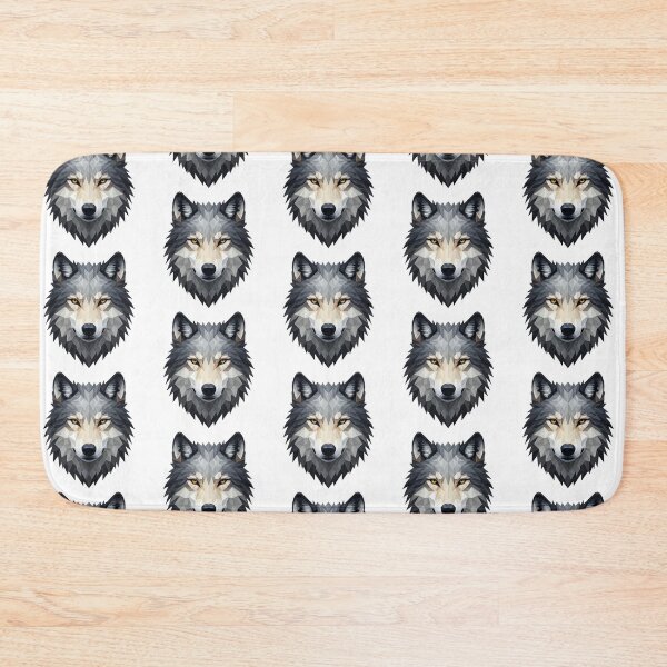 Item preview, Geometric Wolf Head – Low Poly Art Black and White Illustration with Golden Eyes designed and sold by PixelVibe782.