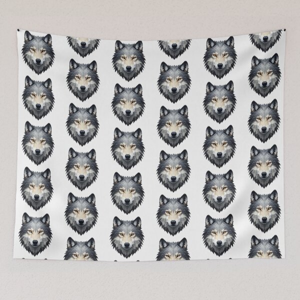Item preview, Geometric Wolf Head – Low Poly Art Black and White Illustration with Golden Eyes designed and sold by PixelVibe782.