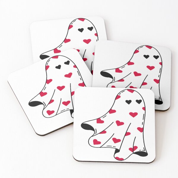 Item preview, Cute Ghost with Red Heart Pattern Sticker designed and sold by FestivityFinds.
