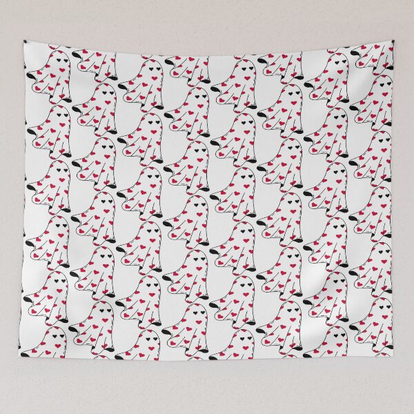 Item preview, Cute Ghost with Red Heart Pattern Sticker designed and sold by FestivityFinds.
